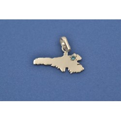 Pendente o charm, isola di Lampedusa, in argento 925/°°° e zircone