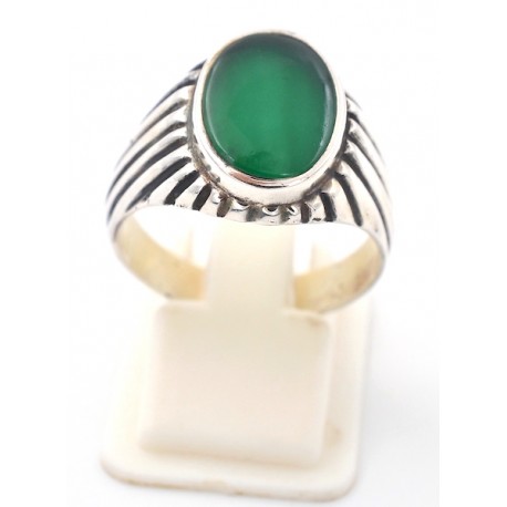 Anello in argento 925/°°° e agata verde