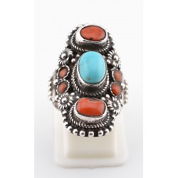 Anello in ag. 925/°°° coralli e turchese